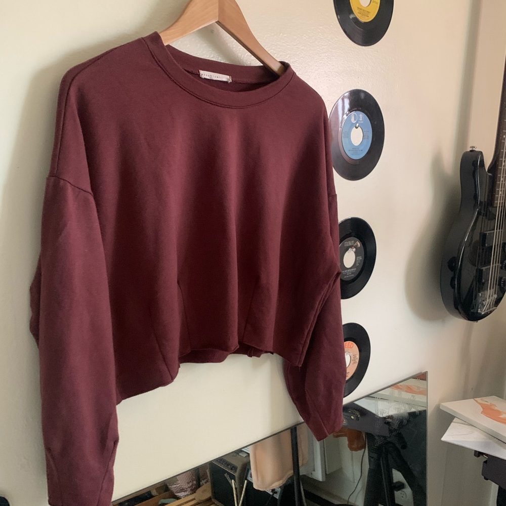 Cropped and Pleated Yoga Sweatshirt